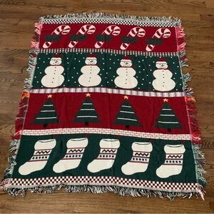Vintage Crown Crafts Christmas Holiday Tapestry Throw Blanket